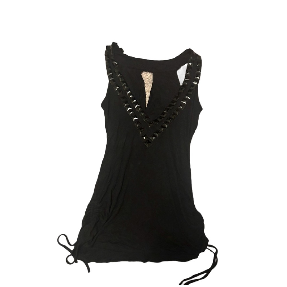Black Sleeveless Top with Studded Detail